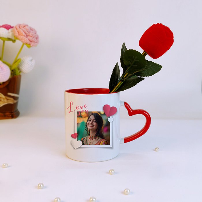 Personalized Photo Mug with Rose Valentine’s Day Gift-Giftii
